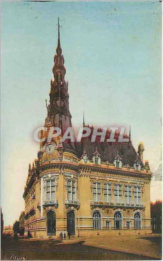 Sens (Yonne) — O Hotel de Ville — Fachada de canto — Estilo Flamengo-Renascença — Inaugurado em 1904 — Editor: Corbière Impr. Jacon - Frente