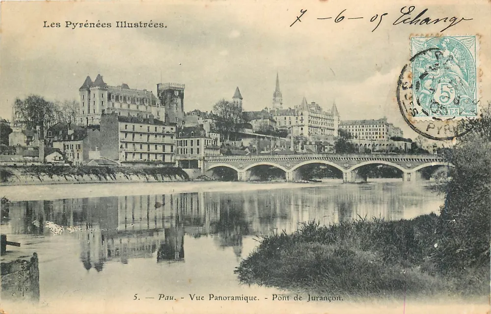 Pau — Vue Panoramique — Pont de Jurangon — Les Pyrénées Illustrées, n°5 - Recto