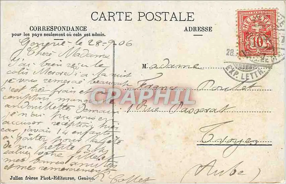 Chillon e a Dent du Midi — J.J. 4 — Julien frères Phot-Éditeurs, Genève - Verso