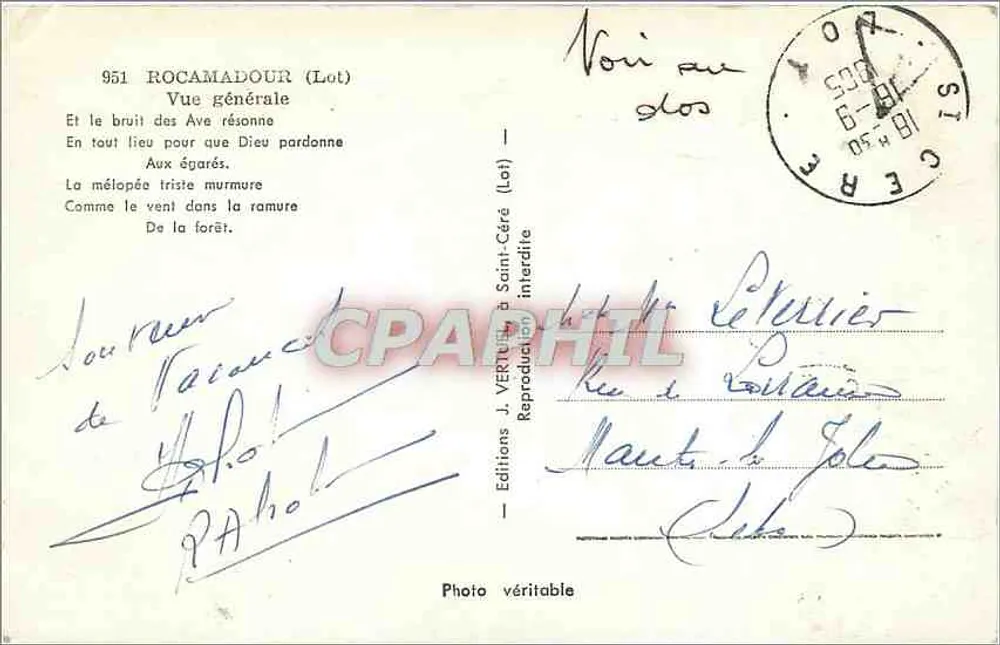 Rocamadour (Lot) — Algemene uitzicht — Uitgaven J. Vertu (Lot) - Achterkant