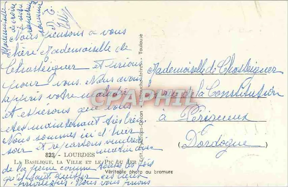 Lourdes — Basilika, die Stadt und der Pic du Jer — Verlag: Elfé - Rückseite