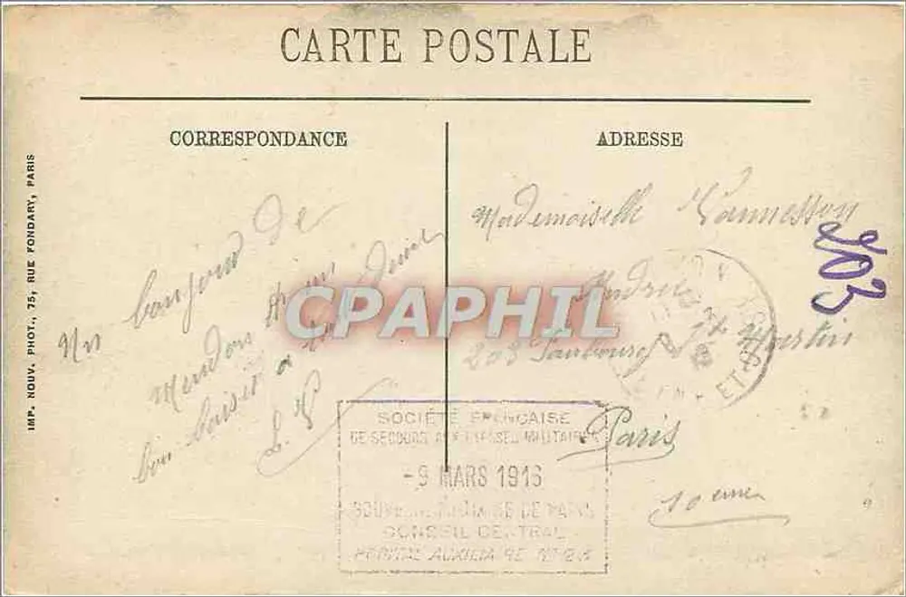 Park von Versailles — Die Parterres von Latone an einem Tag großer Wasser — Imp. Nouv. Phot., 75, rue Fondary, Paris - Rückseite