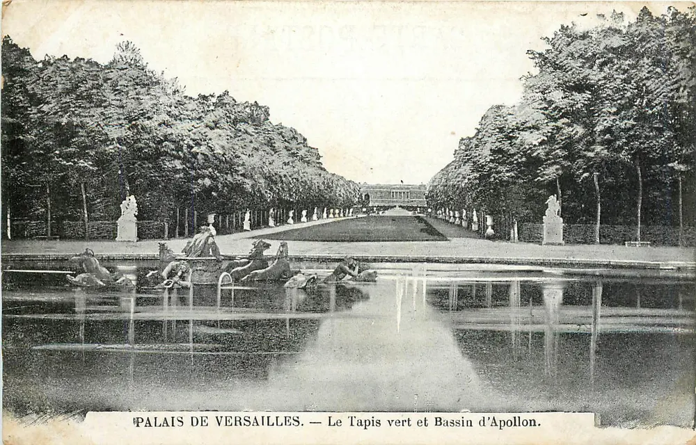 Palast von Versailles — Der Grün Teppich und der Apollo-See — Imp. Nouv. Phot., 75, rue Fondary, Paris - Vorderseite