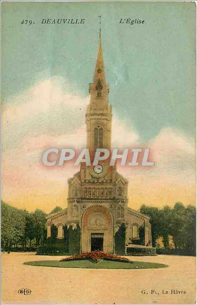 Deauville — A Igreja — G. F., Le Havre - Frente