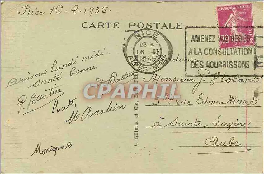 Nice - Rauba Capeu — Terrasse du Soleil — publisher L. Gillela et Cie, n° 63 - Back