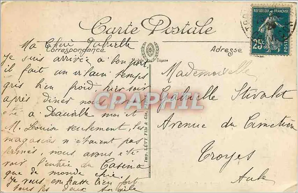 Trouville — Nouveau Casino, Les Planches — Imp. Lévy Fil & Cie - Verso