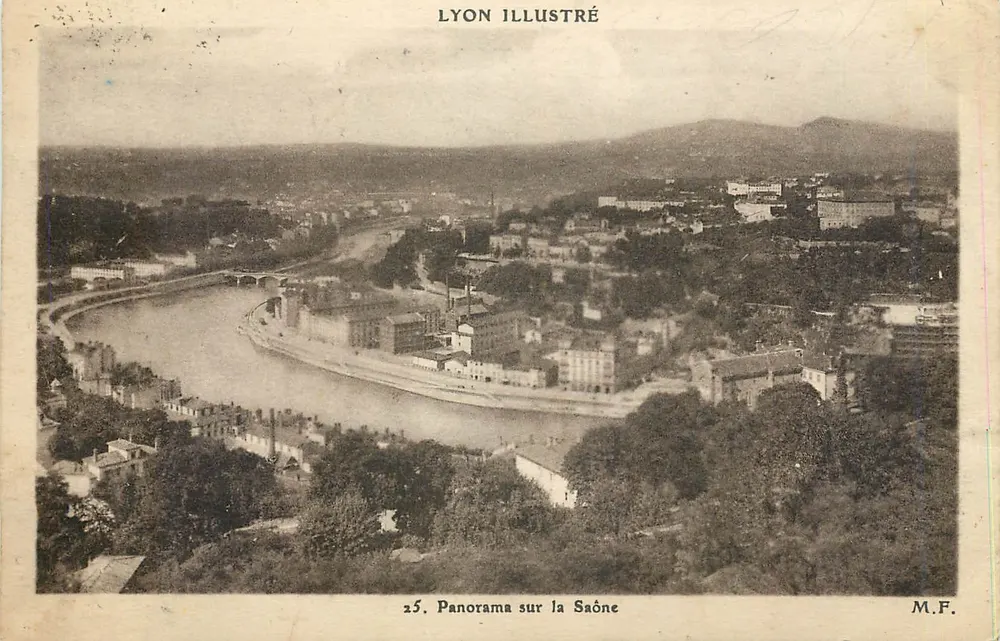Lyon ilustrado — Panorama sobre a Saône — M.F. n°25 - Frente