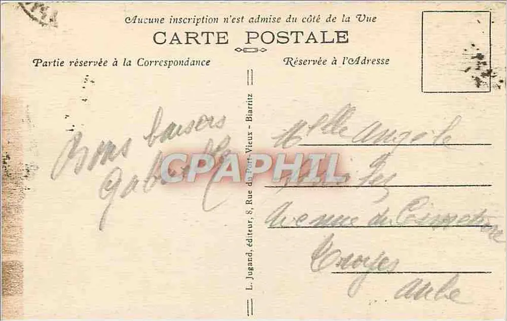Biarritz — Vagas em forma de abanico (Costa dos Bascos) — L. Jugend, editor - Verso