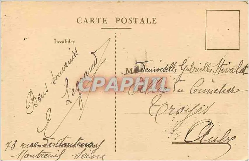 Igreja dos Invalidos — Paris — editor desconhecido, número de série não visível - Verso