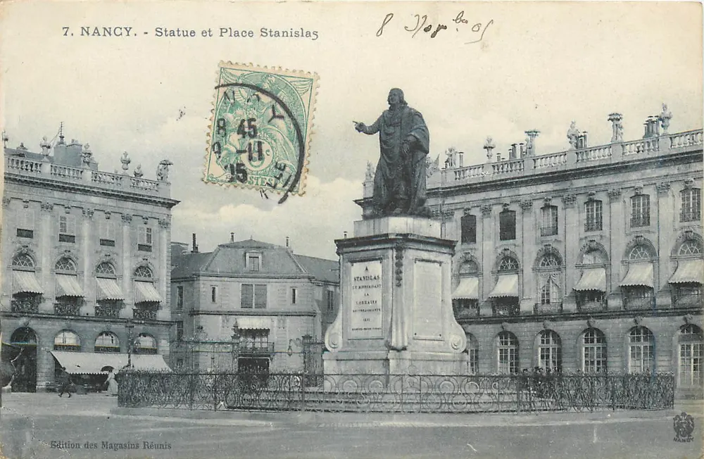 NANCY - Estátua e Praça Stanislas — Edição dos Magasins Réunis, n°7 - Frente