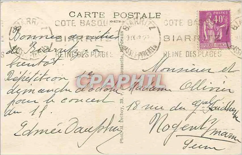 Biarritz (R-P) — Rocher de la Vierge — M. D. - Achterkant