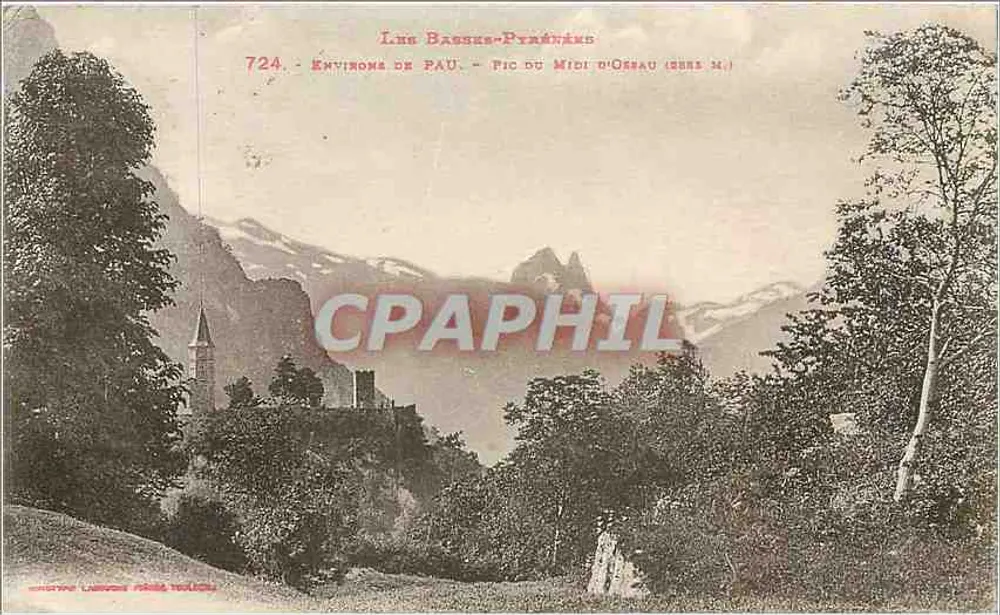Pic du Midi d'Ossau (2885 m.) — Omgeving van Pau — serie 724 — Uitgever: Ernest Labeur, Pau - Voorkant