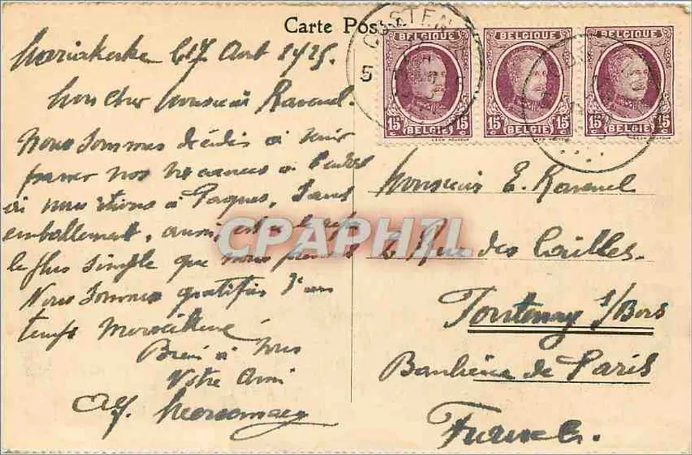 Ostende — Dique e praia — editor desconhecido, número de série não visível - Verso