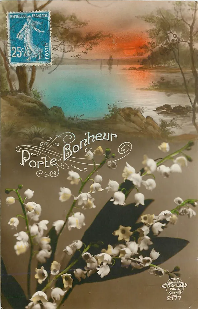 Porta da Sorte — paisagem lacustre ao pôr do sol — DSIEB Paris, n°2177 - Frente