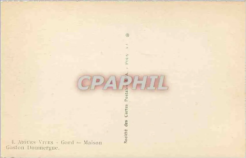 Aigues-Vives - Gard — Casa Gaston Doumergue - Verso