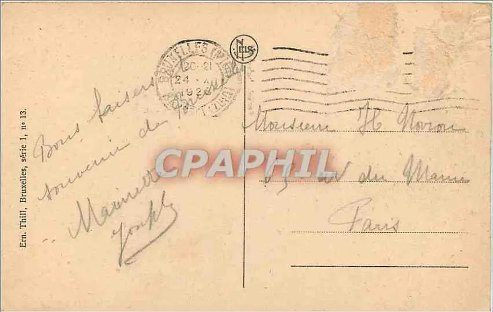 Bruxelas — Casa do Rei — editor Eim. Thill, série I, n°13 - Verso