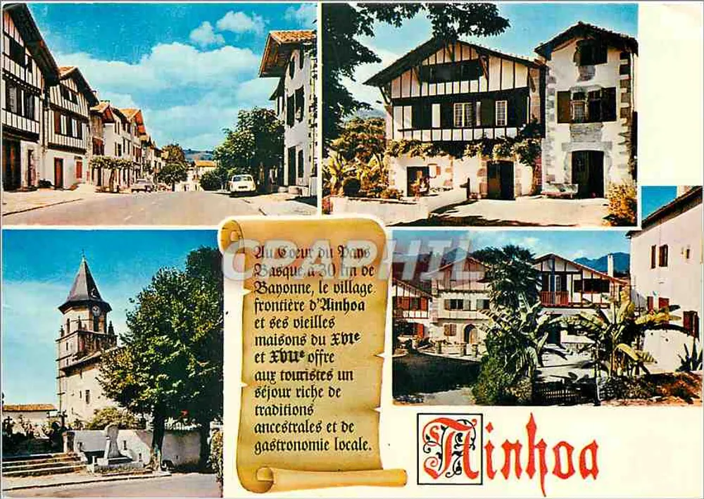 Ainhoa — vila basca com casas antigas — Impressor Mâcon - Frente