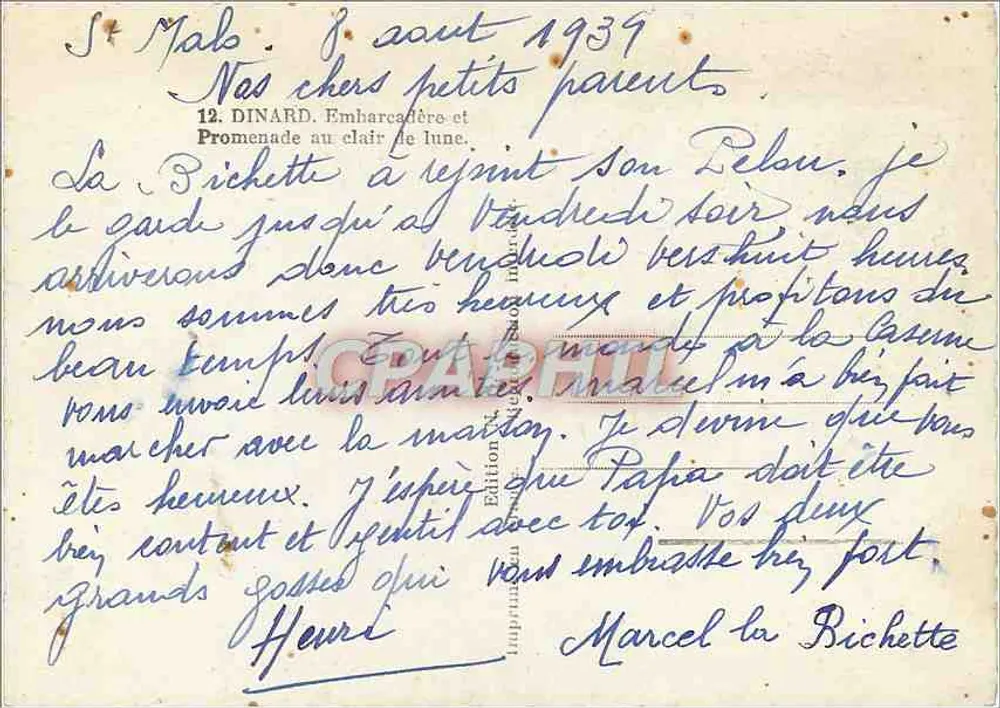 Dinard — Embarcadouro e passeio sob a lua — Edições Imprensa Dinard, n°12 - Verso