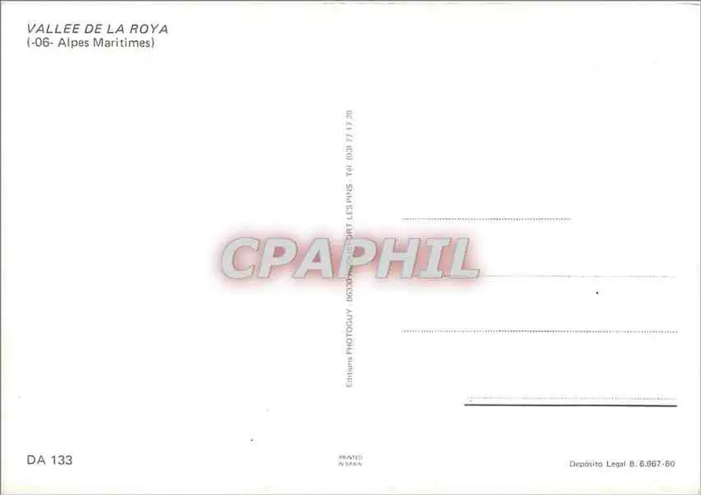 Vale da Roya — Vale da Roya — Edições Photoglyph, série DA 133 - Verso