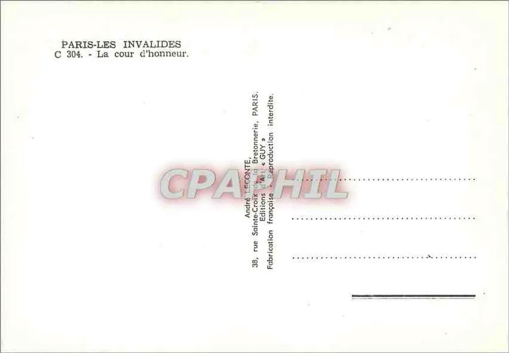 Paris - Les Invalides — A cour de honra — André LECONTÉ, editor - Verso