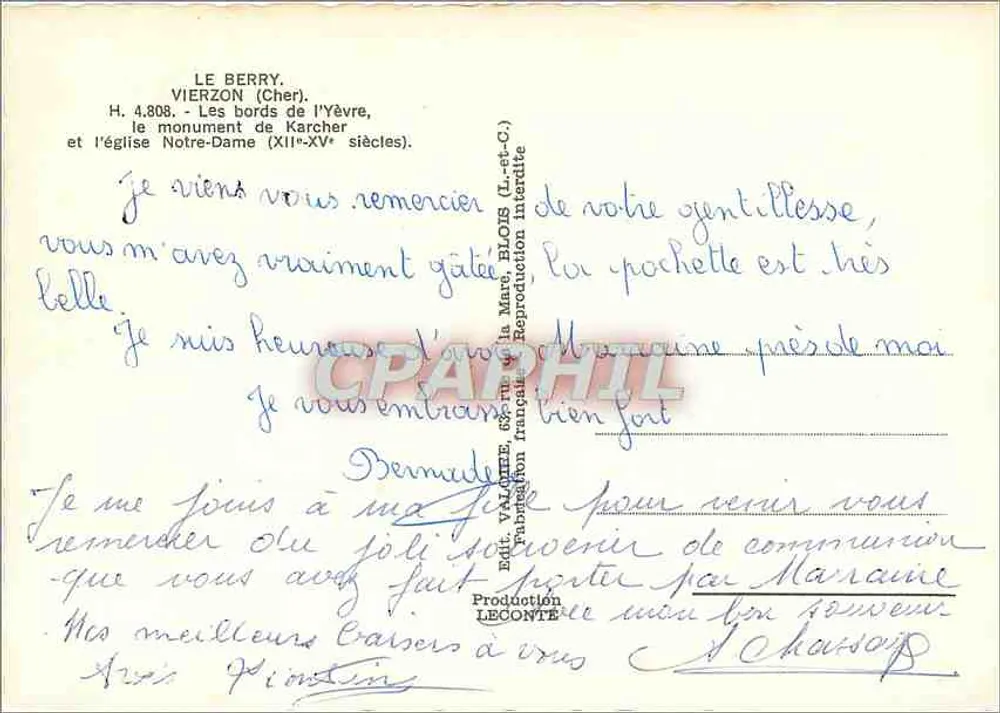 Vierzon (Cher) — Die Ufer der Yèvre, das Denkmal von Karcher und die Kirche Notre-Dame (12. bis 15. Jahrhundert) — Production LECOINTRE - Rückseite