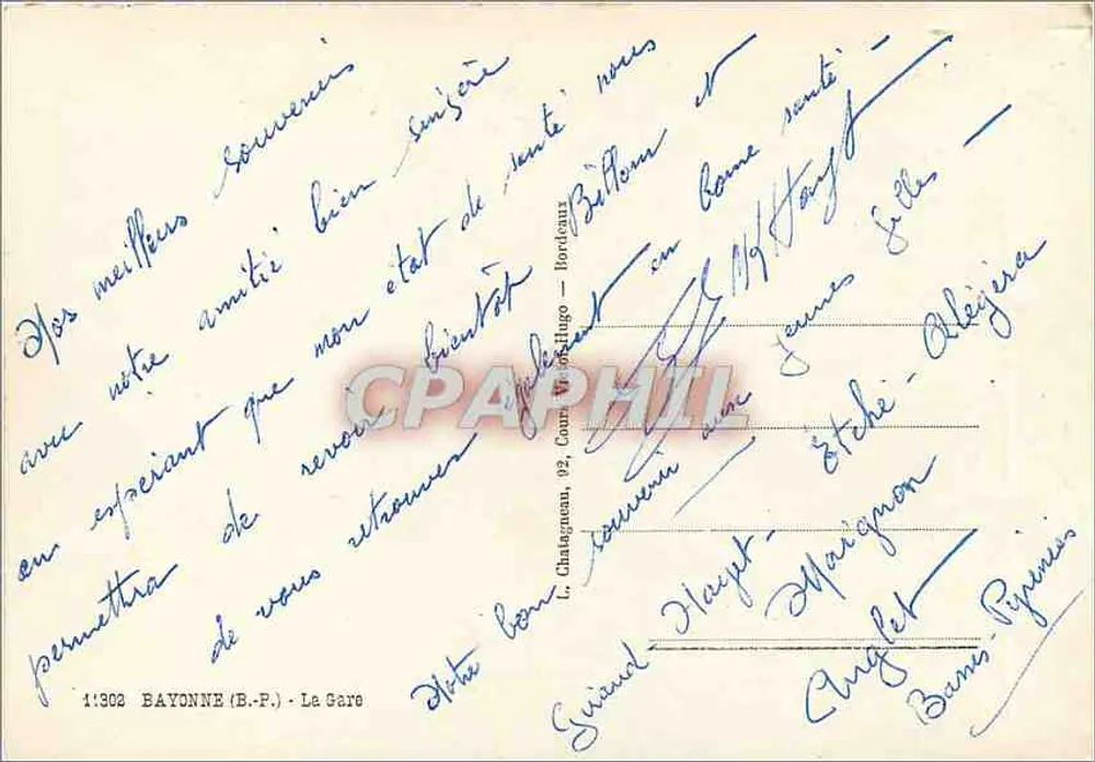 Bayonne (B.P.) — A Estação — Editor Elcé, n°1302 - Verso