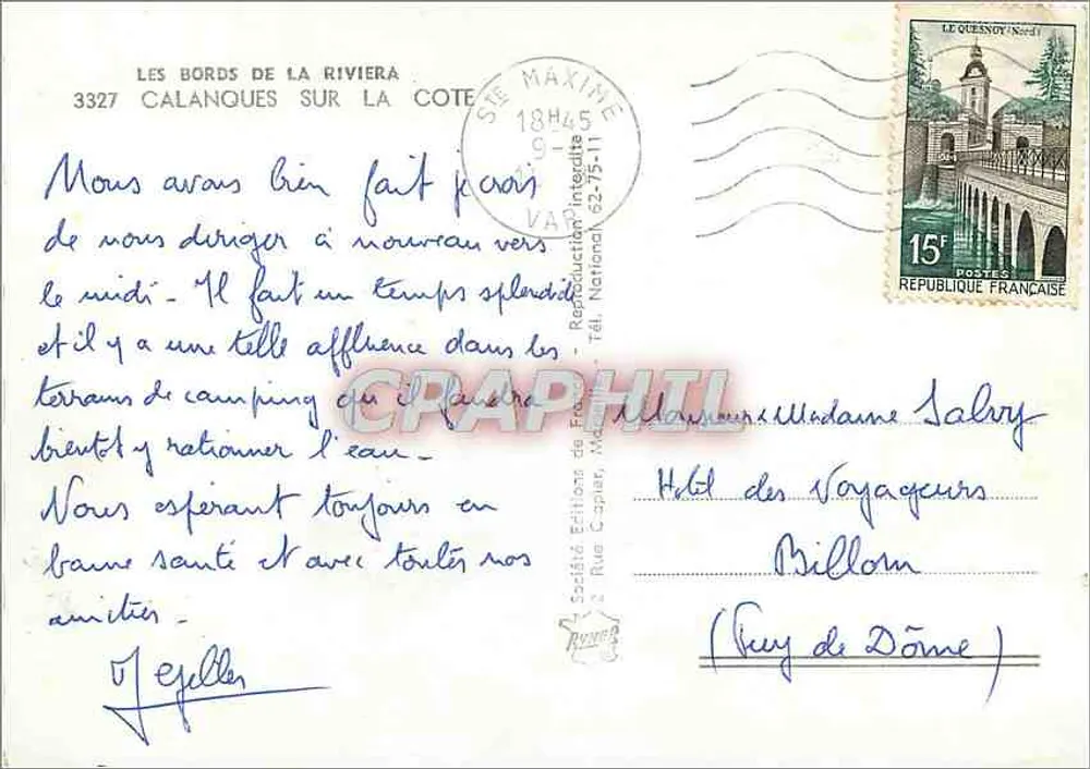 As Margens da Riviera — Calanques na Costa — Sociedade Edições da França, 3327 - Verso