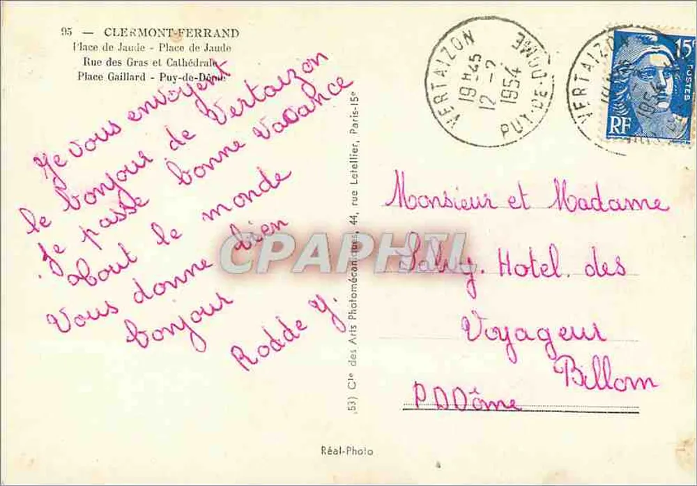 Clermont-Ferrand — Souvenir de — Cité et paysages — Réal-Photo - Verso