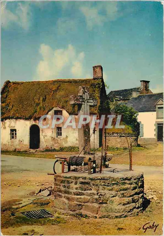 Poço e casa de colmo — Chaumières de Bretagne — Éditions Gaby - Frente