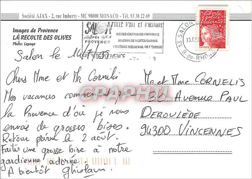 Provença — a colheita das azeitonas — Sociedade AJAX - Verso