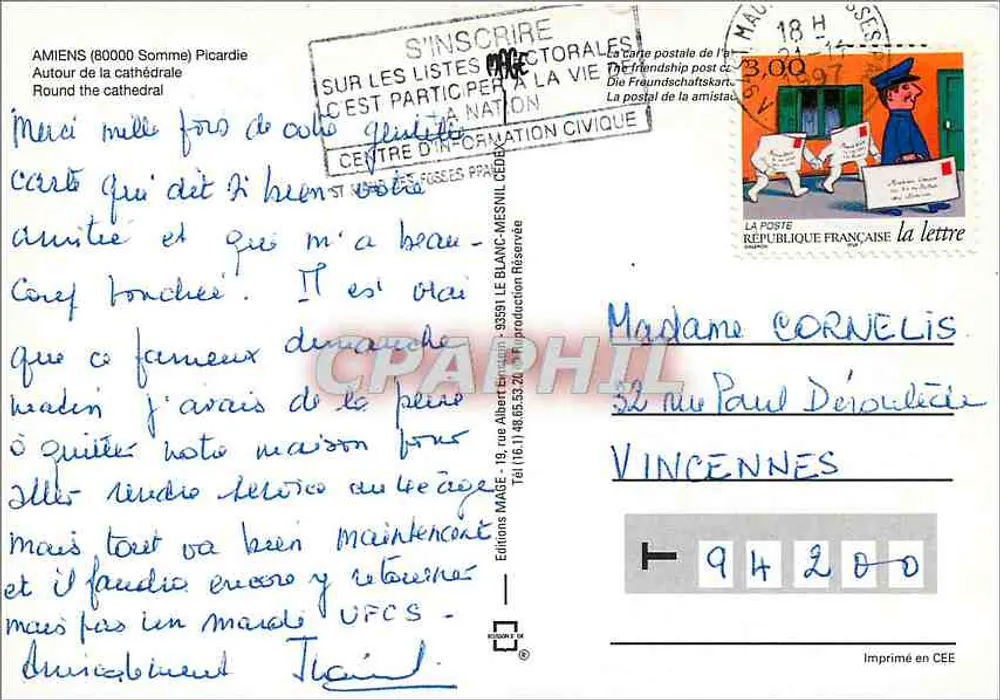Amiens pitoresca — Éditions CPHAPHIL, n° 43 - Verso