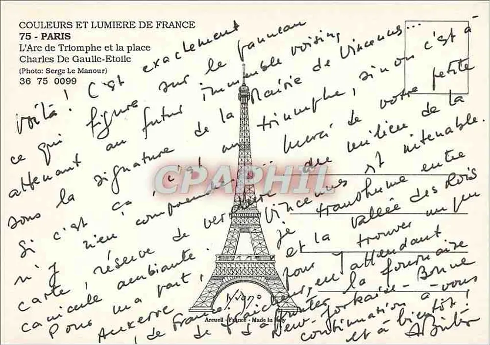 Arc de Triomphe — Paris — éditeur Arcueil, n° 36 75 0099 - Verso