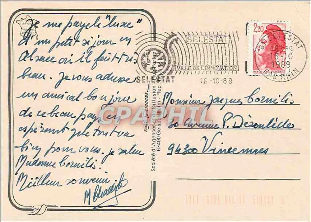 Alsácia — Na estrada do Vinho — Sociedade de Agências de Difusão, 67400 Geispheim - Verso
