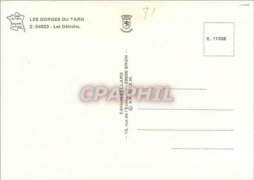 As Gorges do Tarn — Éditions Cellard Bron - Verso