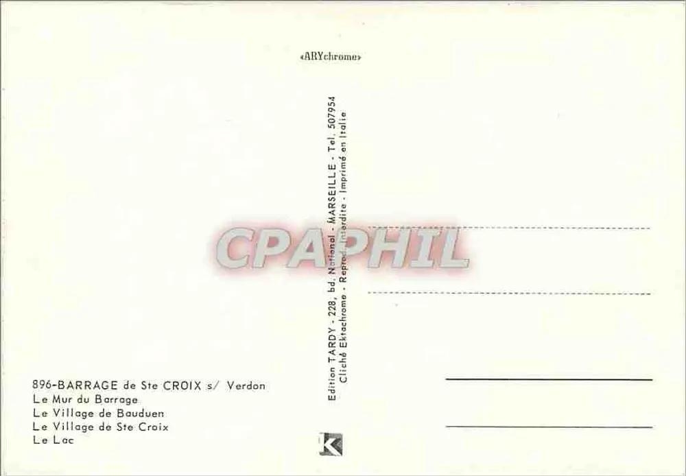 Staudamm Sainte-Croix — Panoramablick — Tardy-Ausgabe - Rückseite