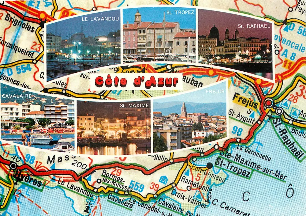 Costa do Azor — vista panorâmica com mapa rodoviário — CAZ.11 - Frente