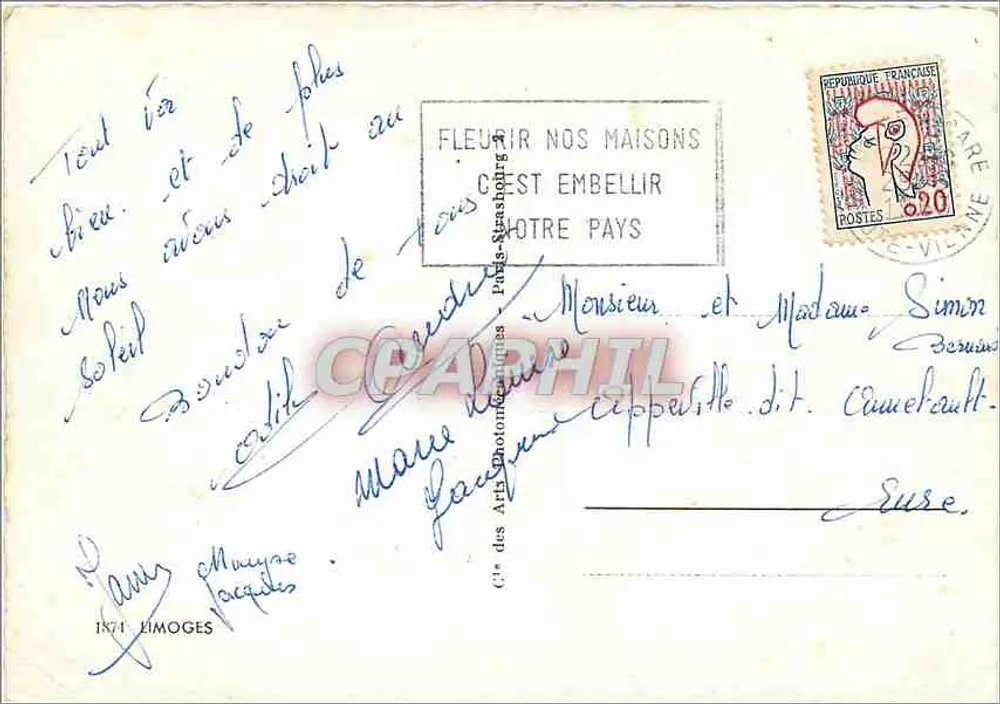 Simoges — Lembrete de Simoges — Cap - Verso