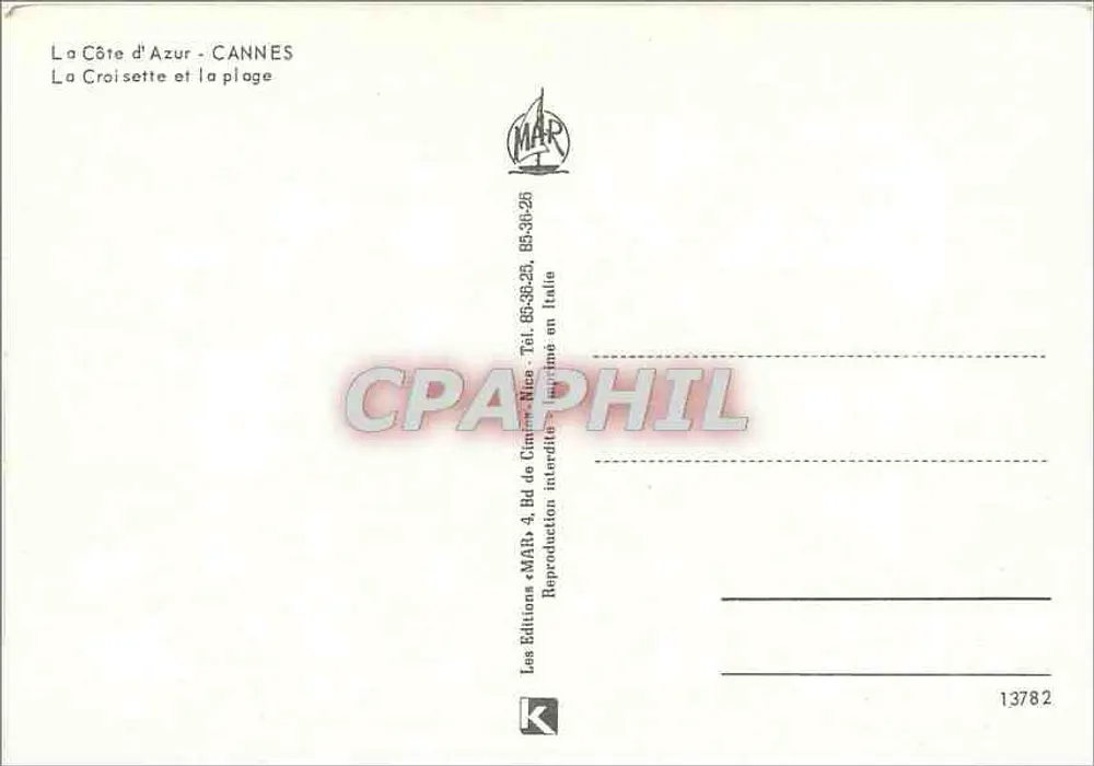 CANNES — La Côte d'Azur — Éditions MARP - Verso