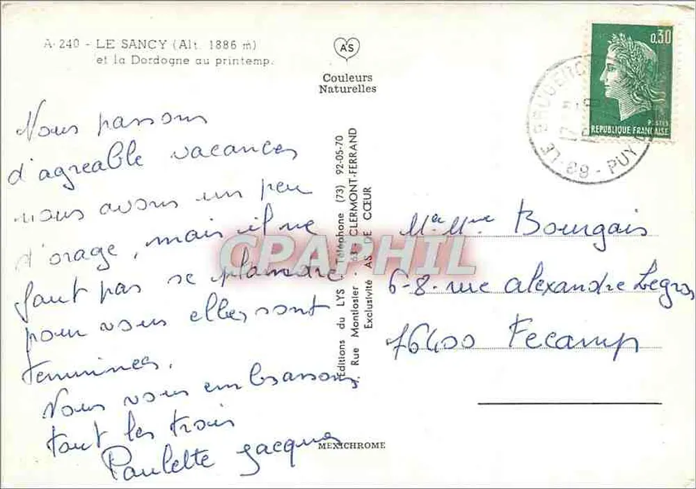 Le Sancy (Alt. 1886 m) e a Dordogne na primavera — Éditions du LYS, Clermont-Ferrand - Verso