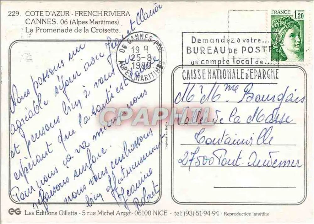Cannes - La Promenade de la Croisette — Les Editions Gilletta, n°229 - Verso