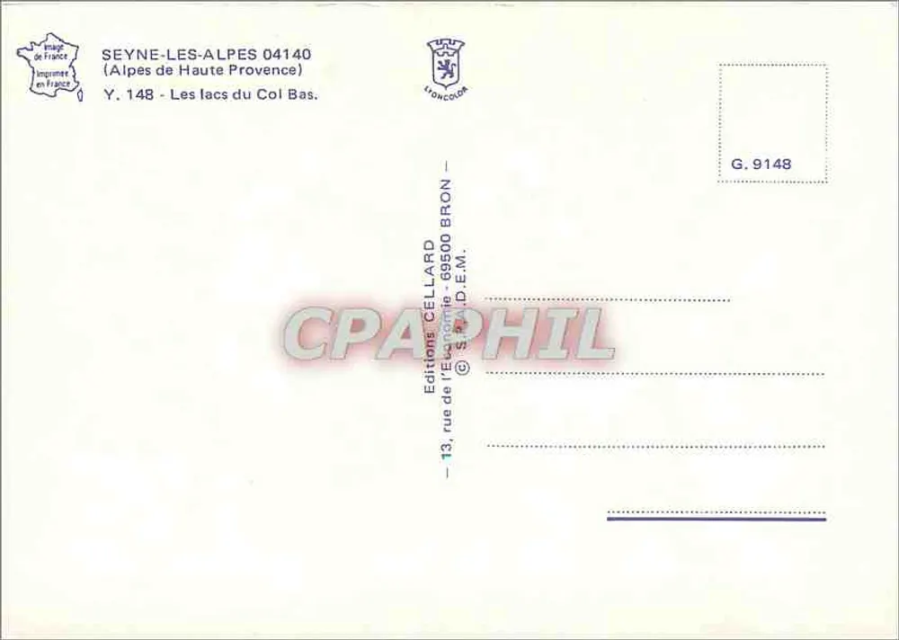 Seyne-les-Alpes — die Seen von Col-Bas — Édition Cellard - Rückseite