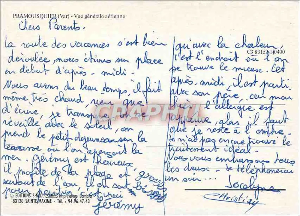 Pramousquier — Vista geral aérea — Edições S.A.D. Impressions Combier - Verso