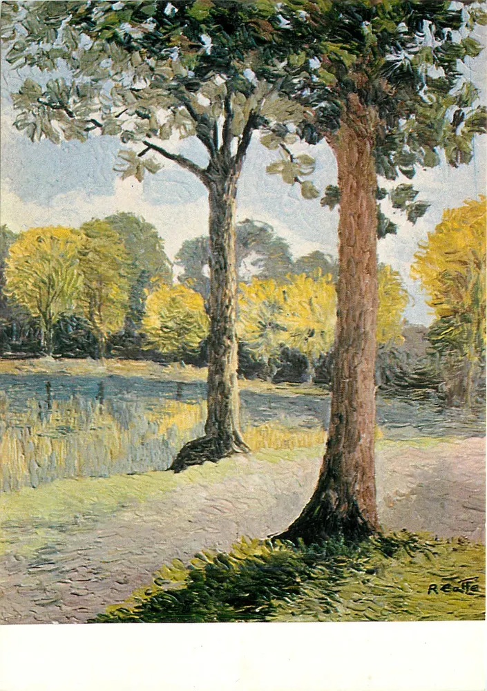 Deux arbres au bord d'un étang — peinture de Roger Colle — N°15 - Recto