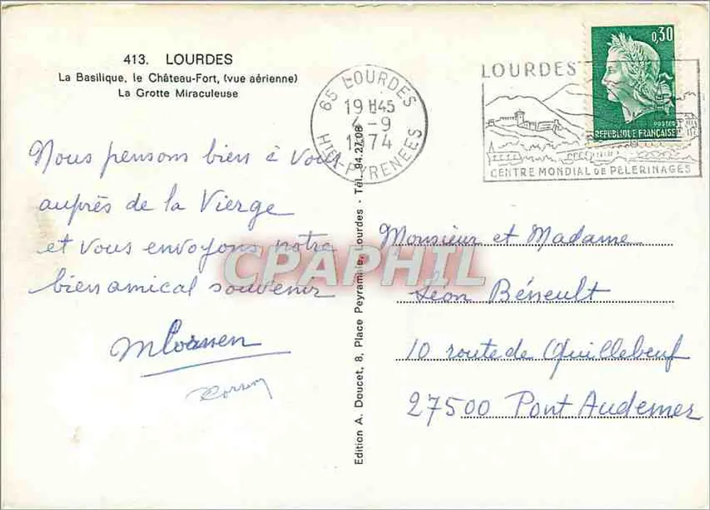 Lourdes — vue aérienne et grotte miraculeuse — Edlux - Verso