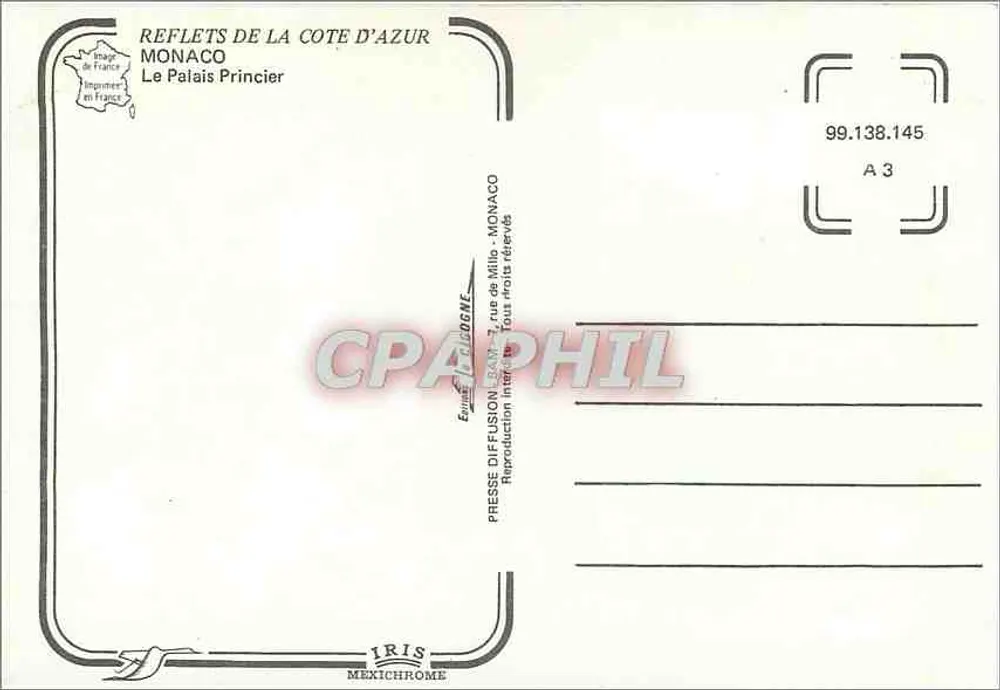 Palácio Real — Mônaco — Edição Presses Diffusion - Verso