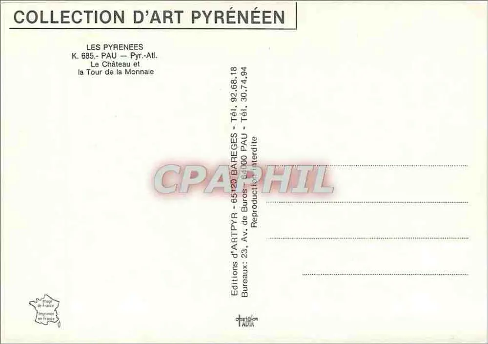 Das Schloss und die Münzturm — Pyrénées-Atlantiques — Editions d'ARTPYR - Rückseite