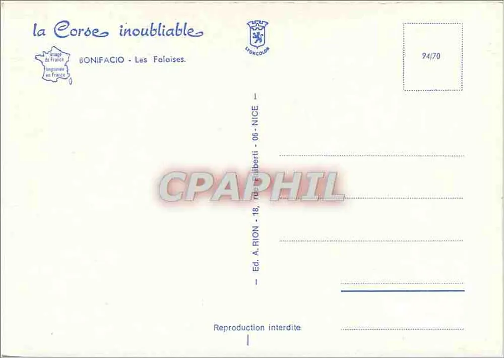 Bonifacio - As Foloises — editor A. Rion, série 94/70 - Verso