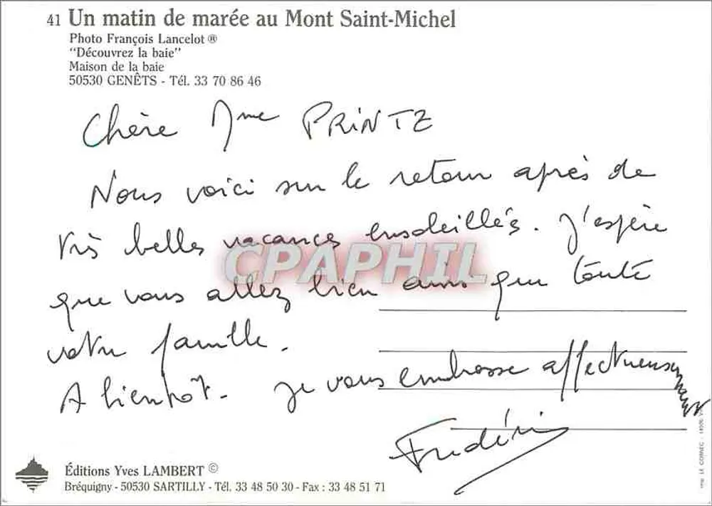 Pescador no Monte Saint-Michel — Foto François Lancelot — Éditions Yves LAMBERT n°41 - Verso