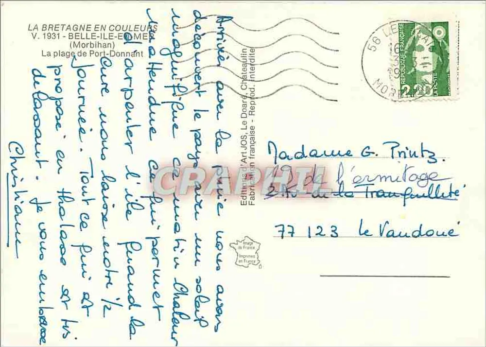 Strand von Port-Donnant — Bretagne — Art JOS Edition, Nr. 77 123 - Rückseite