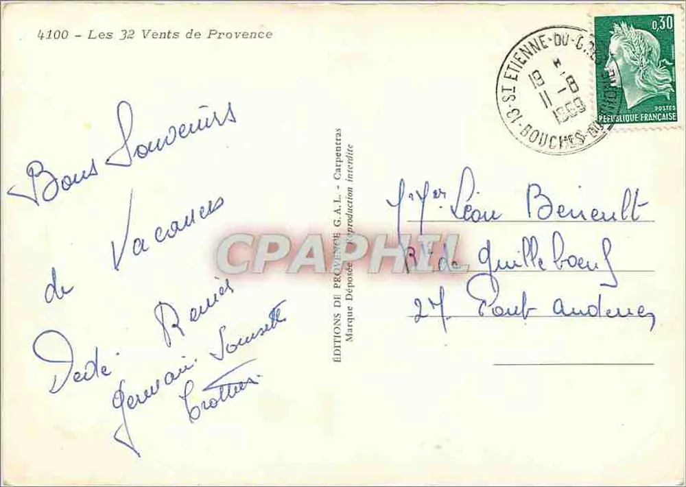 Os 32 Ventos da Provência — Edições da Provência G.A.L. - Verso
